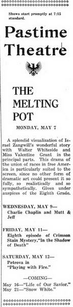 Cass Theatre - May 4 1917 Cass City Chronicle (newer photo)